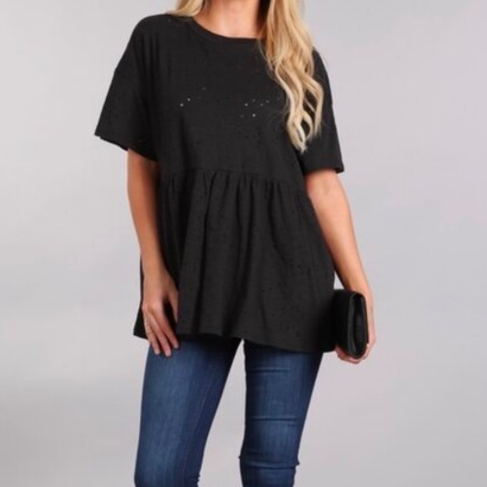 Cutout Babydoll Top